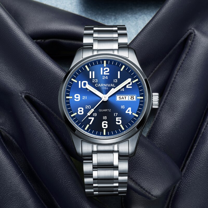 Carnaval horloges heren sport waterdicht datum analoog quartz herenhorloges zakelijke horloges voor heren relogio masculino