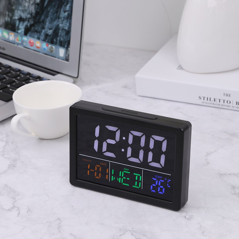 Electronic Alarm Clock Digital Screen Display Thermometer Hygrometer Date Weather Station Clock 13.5x9.5x2.2cm
