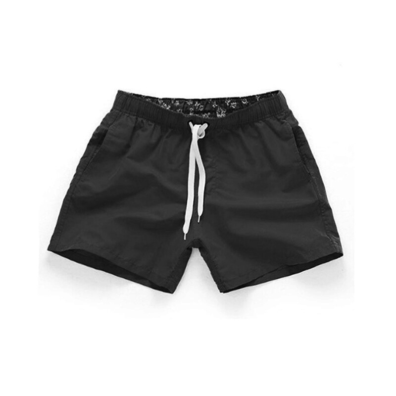 HENGSONG Estate Nuovo Uomo Slip Metà di Vita Della Spiaggia Pantaloni di Scarsità Coulisse Dritto Surf Shorts Quattro Colori S-2XL Riassunti Degli Uomini: black / XXL