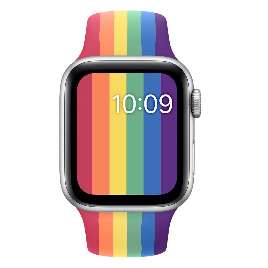 Arcobaleno Vigilanza Del silicone di sport Della Cinghia per iwatch Serie 5 4 3 2 1 di Mela guarda gruppo musicale 42 millimetri 38 millimetri 40 millimetri 44 millimetri Braccialetto Accessori