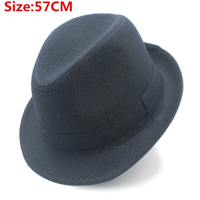 4Size 57 58 59 60CM Classic Men Summer Sun hat For Gentleman Dad Beach Homburg Fedora Jazz Hat Father Good Package!: Dark Blue 57CM