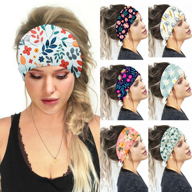 Bohemen Boho Breed Katoen Stretch Vrouwen Hoofdbanden Hoofddeksel Yoga Headwrap Tulband Hoofddeksels Bandage Haarbanden Bandana Tovenaar