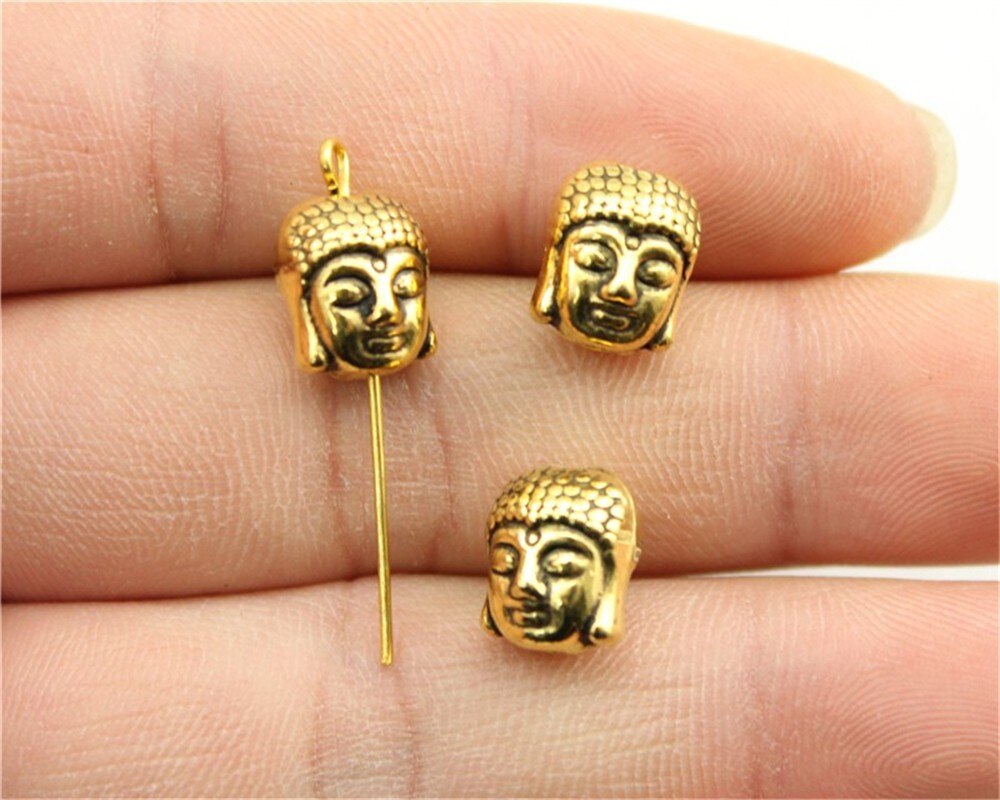 WYSIWYG 6 pcs 11x9x7mm Boeddha Kralen Charme Boeddha Kleine Gat Kralen Boeddha Ruimte Kralen Voor ketting Armband Sieraden Maken: Antique Gold Plated