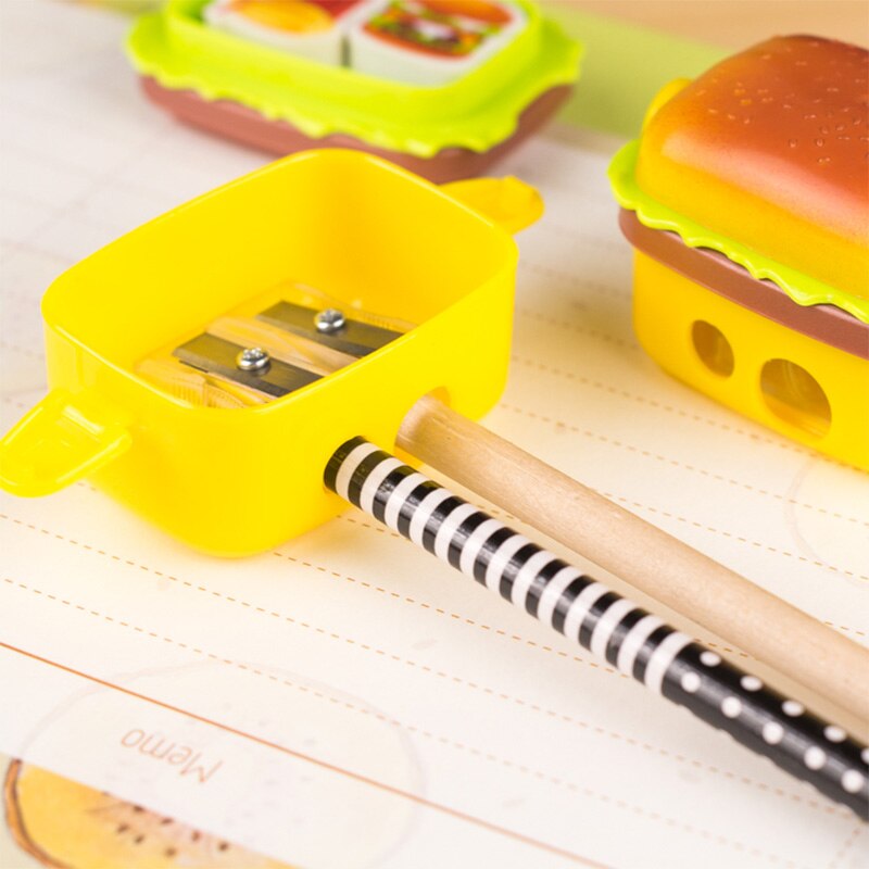 Söt hamburgare mekanisk vässare för blyerts skolkontorsmaterial brevpapper objekt tillbaka till skolan härlig