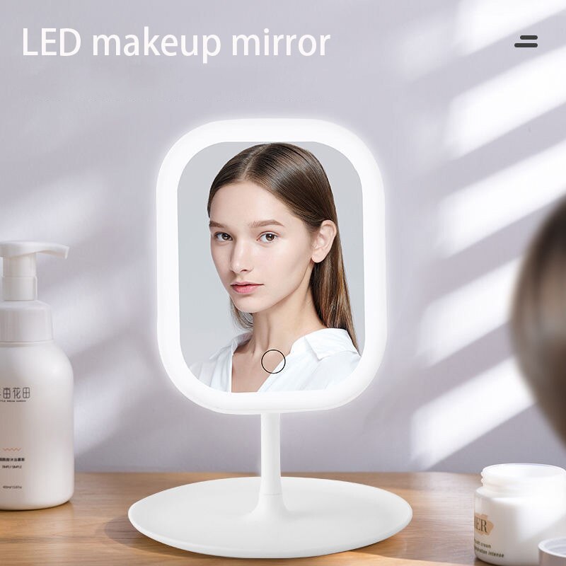 Ledet makeup spejl med lampe desktop desktop forfængelighed spejl sovesal genopladeligt fyld lys spejl piger skønhed spejl