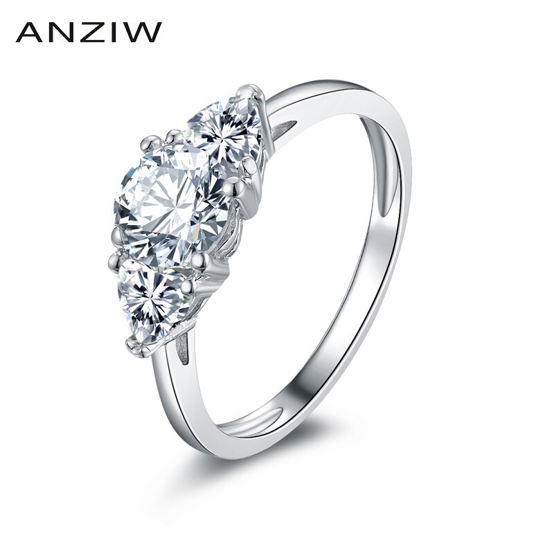 Luxury Round Cut SONA Ring for Women 925 Sterling Silver Wedding Ring Engagement Jewelry