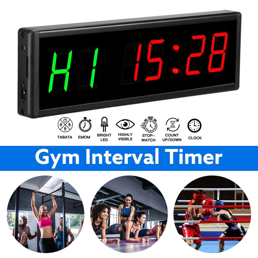 Training Timer Led Display Elektronische Klok Stopwatch Interval Timer Prescise Wandklok Met Afstandsbediening Voor Gym Fitness Training