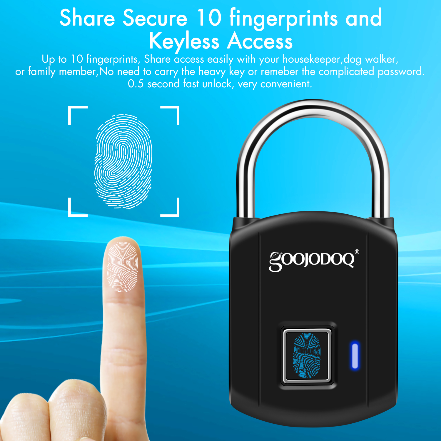 Goojodoq Smart Vingerafdruk Slot Usb Charge Hangslot Metalen Beveiliging Keyless Oplaadbare Elektrische Deurslot Voor Rugzak Bagage
