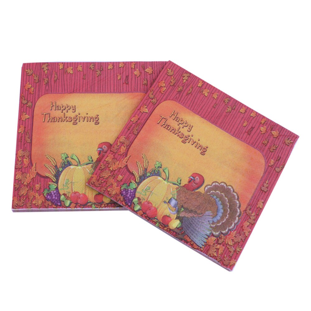 40Pcs Thanksgiving Dag Gedrukt Servetten Cartoon Turkije Tissue Diner Papieren Handdoek Feestartikelen (Patroon 1): Picture 1
