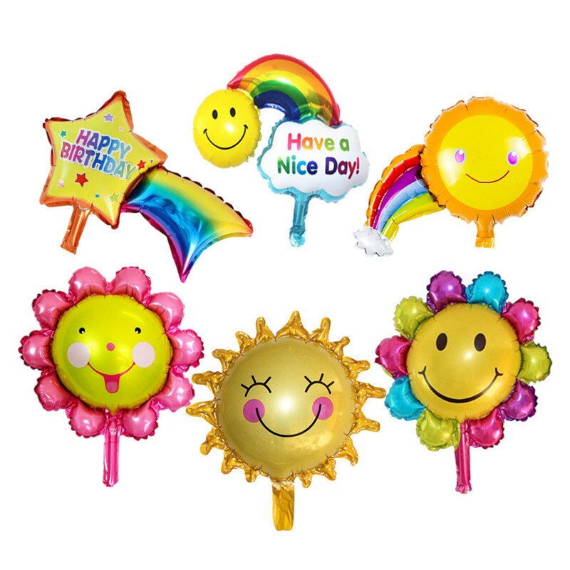 1 stk tegneserie smilende sky folie ballon dejlig helium regnbue blomst fe enhjørning ballon baby shower børn fødselsdagsfest dekor