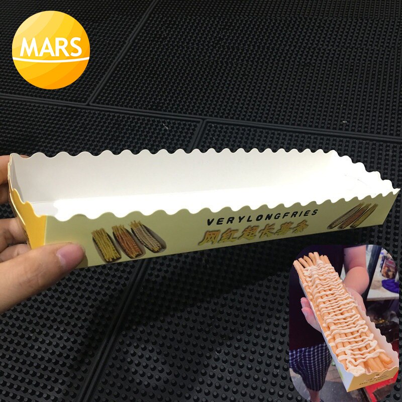 100 Stck/viel Längste Kartoffel Chips Verpackung Kasten/Footlong Kartoffel Chips Papier Kasten/Einweg Papier Kasten für 30mm Lange Französisch Frites
