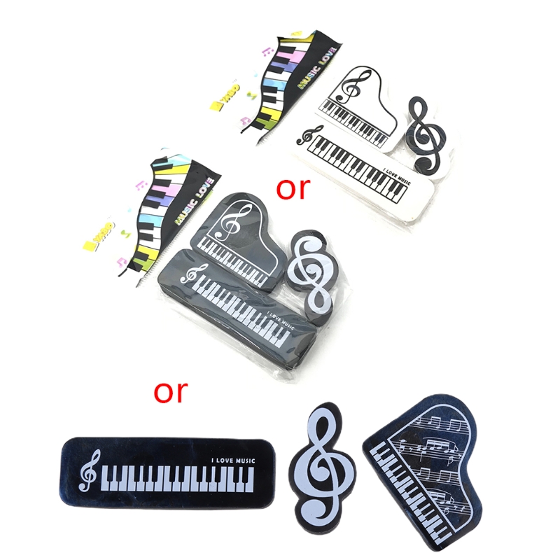 3 st / set musikaliska pianotoner gummi penna suddgummi skolelever koreanska brevpapper korrigering leveranser för barn