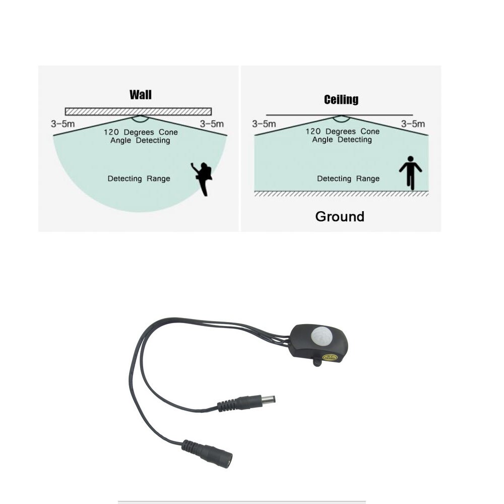 120 degree Mini Outdoor Adjustable Auto PIR Infrared Motion Sensor Detector For LED Light Strip Switch lighting DC 5-24V 5A