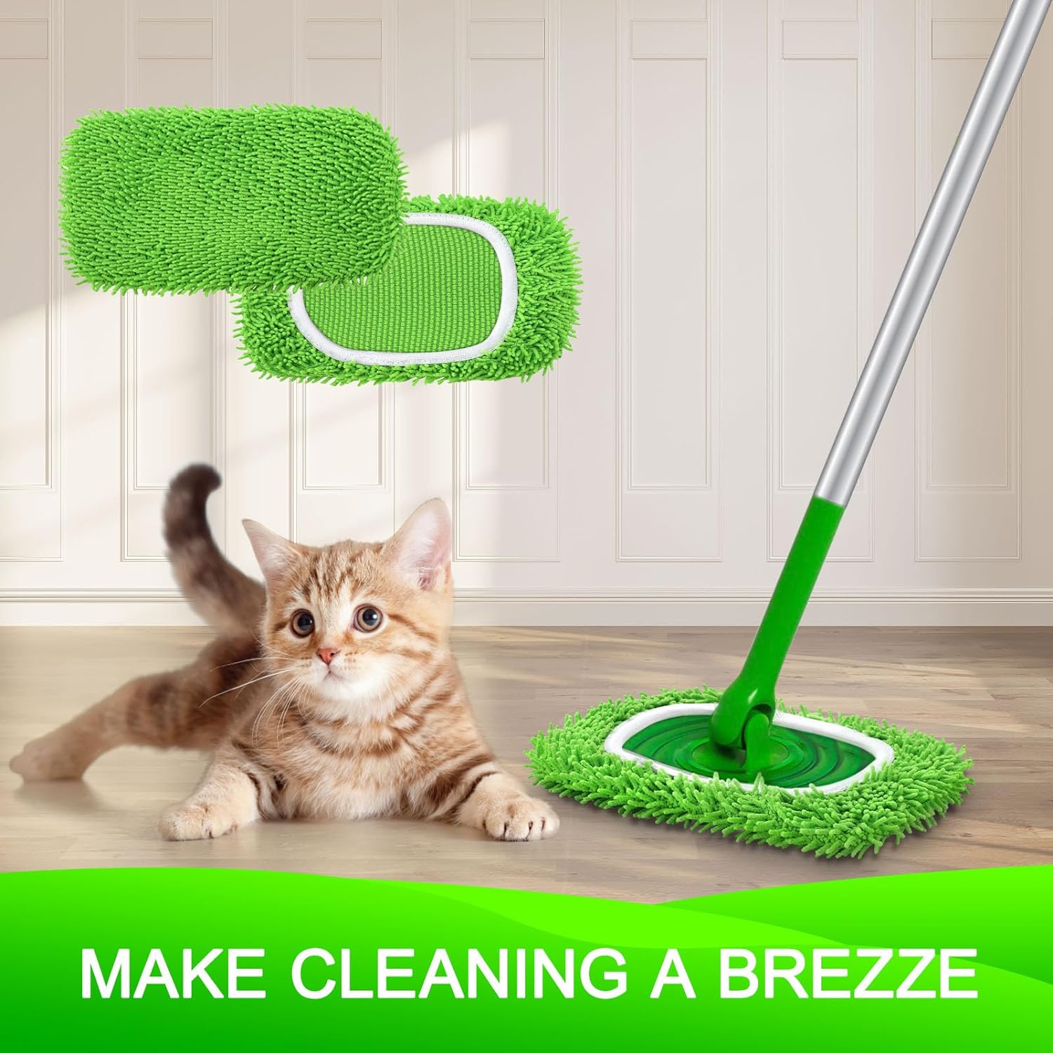 2 Pack Reusable Dry Sweeping Cloths Microfiber Wet Mop Pads Compatible with Swiffer Sweeper Mop Replacement