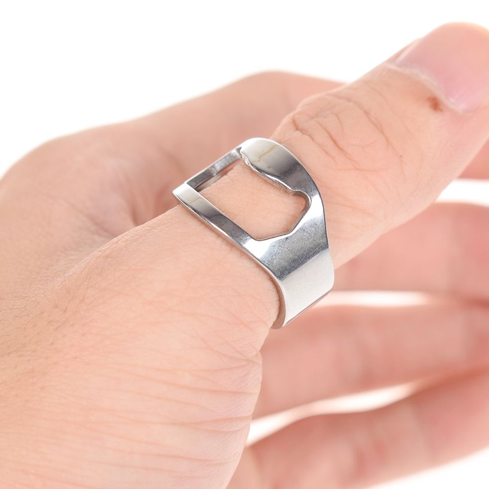 1 stk multifunktions rustfrit stål ringformet oplukker unik mænd fingerring øl flaskeåbner diameter 22mm