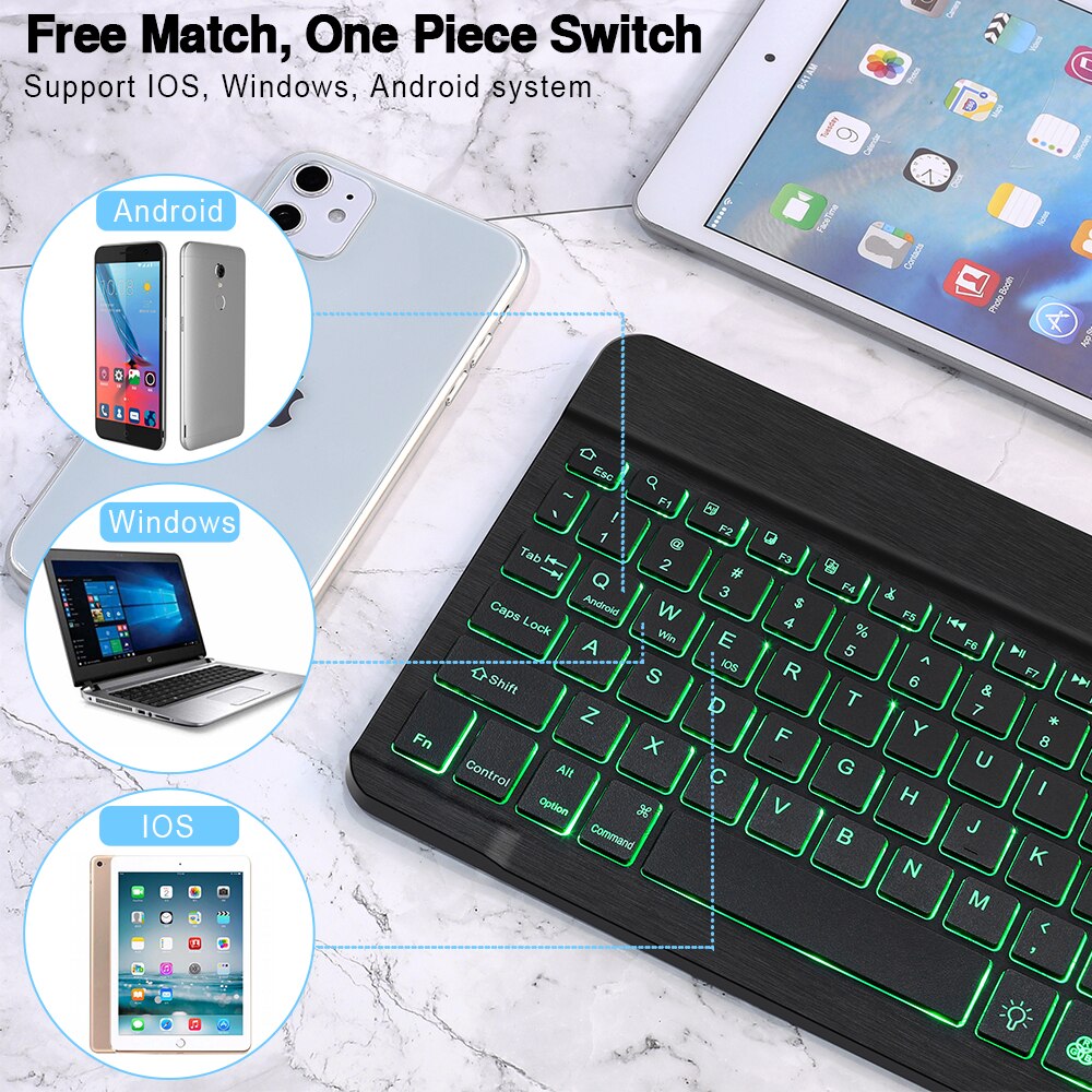 RGB Drahtlose Tastatur Und Maus Mini Bluetooth Tastatur Maus Combo Tastatur Mit hinterleuchtet Für Telefon Tablette Laptop Ipad Computer