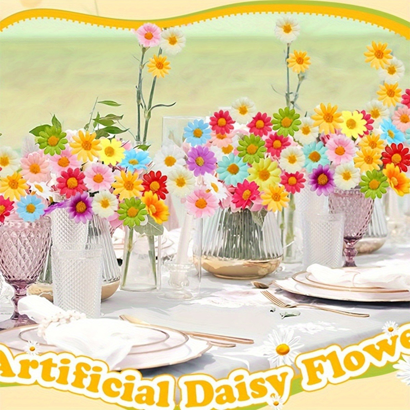 30/50 Uds. Flores artificiales Margarita flores de seda decoración boda decoración en casa Margarita Floral suministros para manualidades