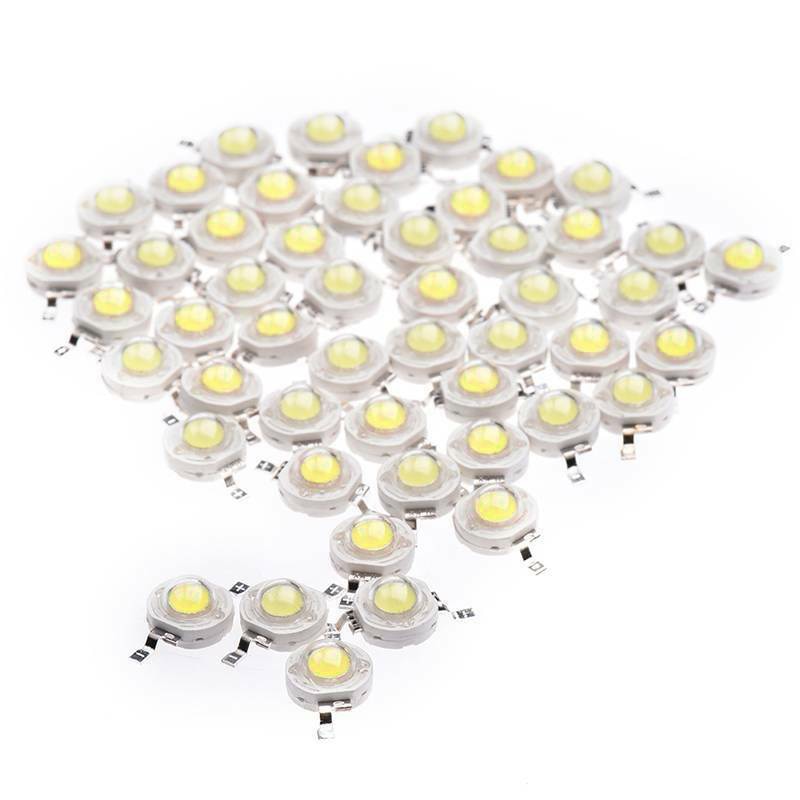 Xd -50 stk 1w dioder høj effekt kølige hvide led perler 1 watt lampe chip 3v-3.4v