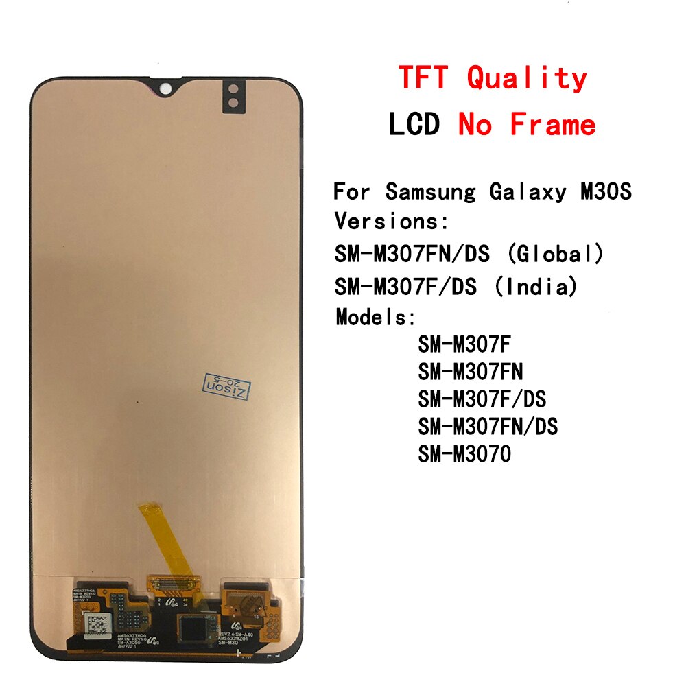 LCD For Samsung Galaxy M30S M307 SM-M307F M307F/DS M307FN/DS M3070 LCD display Screen Touch panel Digitizer with frame Assembly: TFT no frame