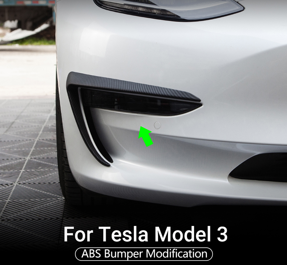 Front Blade Trim Voor Tesla Model 3 Abs Koolstofvezel Auto Styling Decor Modificatie Mistlicht Spoiler Light Blade -2022
