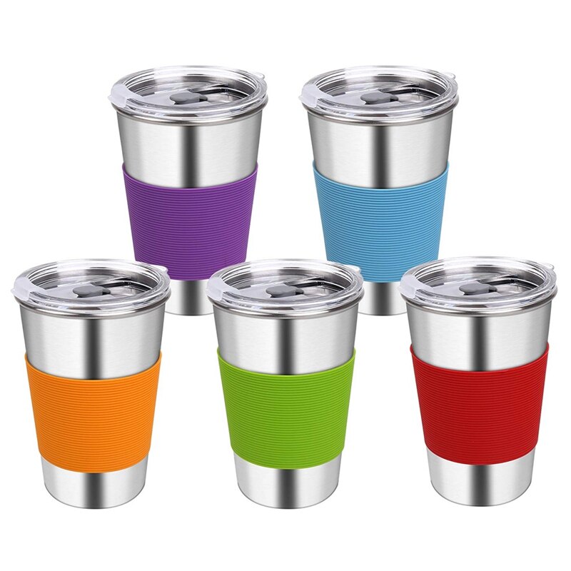 Stainless Steel Kids Cups with Lids,16Oz Spill Proof Kids Tumbler with Lids,Metal Kids Water Cups with Lids: Default Title