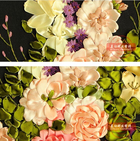 3D Rosa botella de la flor de pintura de bordado de artesanía bordado círculo DIY a mano costura Arte de la pared Decoración
