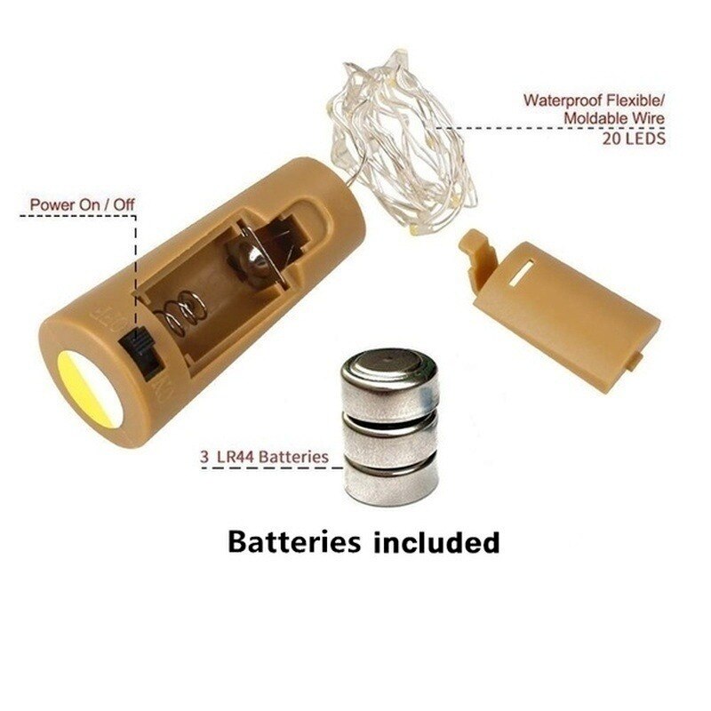 Wine bottle light 2m LED wine bottle cap cork with battery string lights indoor outdoor party wedding Christmas Halloween bar de