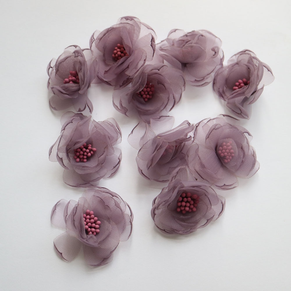 10 Stks/partij Diy Handgemaakte Chiffon Bloemen Patches Voor Kleding 3D Bloemen Fee Bloemen Parche Applicaties Parches Bordados Para Ropa