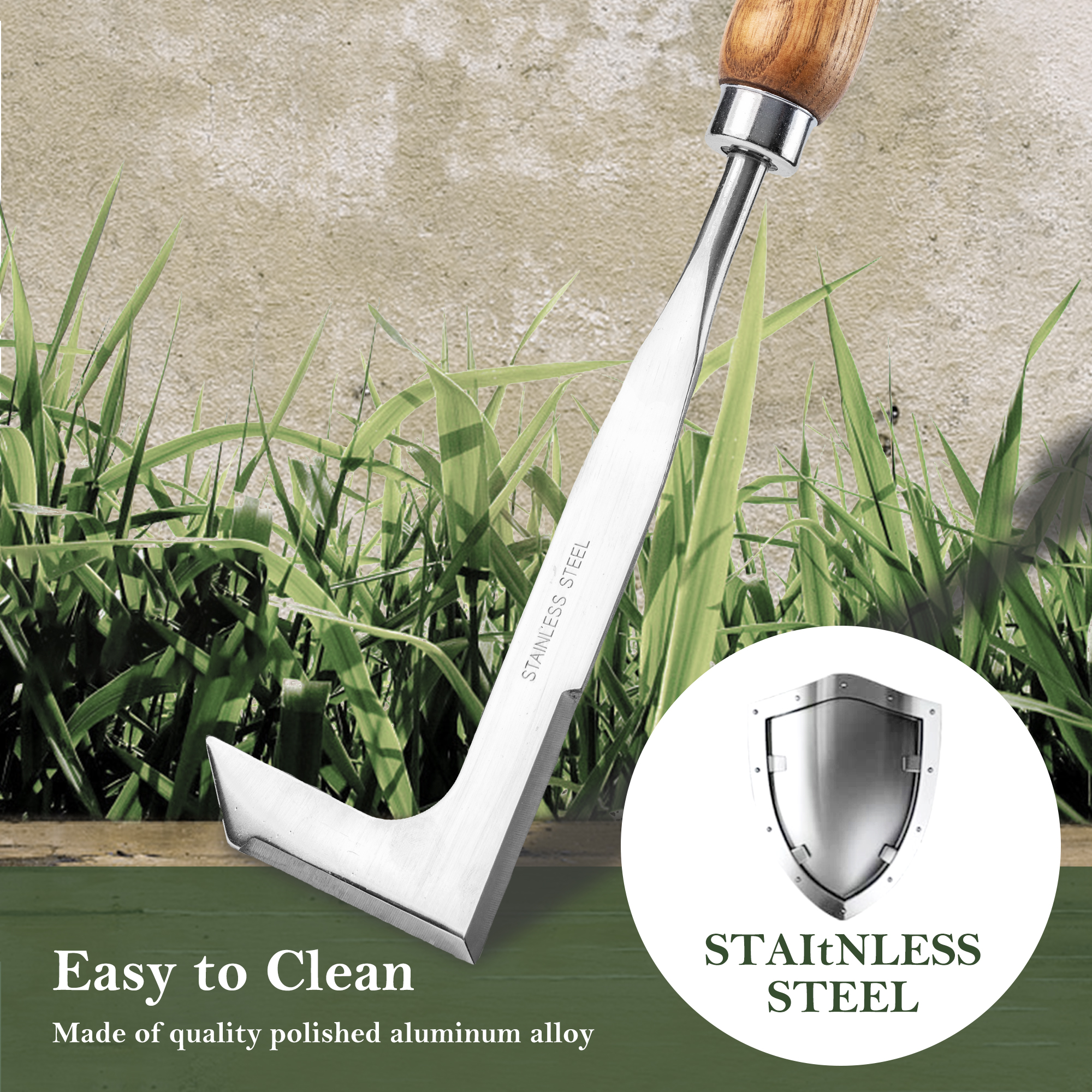 EZARC Crack Weeder, Crevice Weeding Tool, 11.2" Stainless Steel Manual Weeder, L-Shaped Puller Spatula, Weeding Sickle