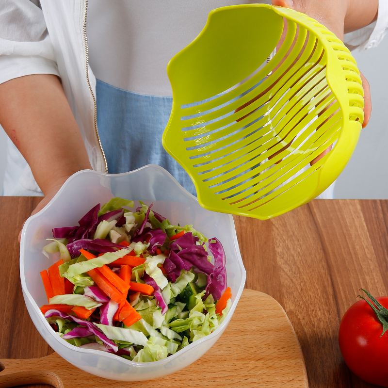 Küche Obst Salat Schneiden Schüssel Bequem mischen Salat Artefakt Kunststoff Mit Deckel Gemüse Obst Topf Dick Geschnitten Gemüse Teiler