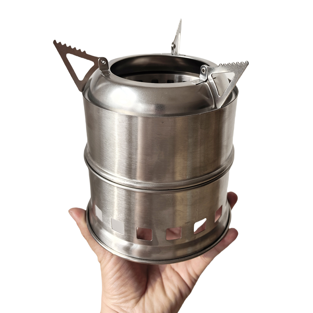 Estufa de leña plegable portátil a prueba de viento, estufa de Alcohol de acero inoxidable para acampar al aire libre, senderismo, cocina, Picnic, barbacoa