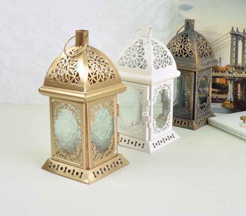 Vintage Metalen Marokkaanse Stijl Kandelaar Glas Kristal Kaars Stand Licht Houder Europese Stijl Wedding Party Home Decor