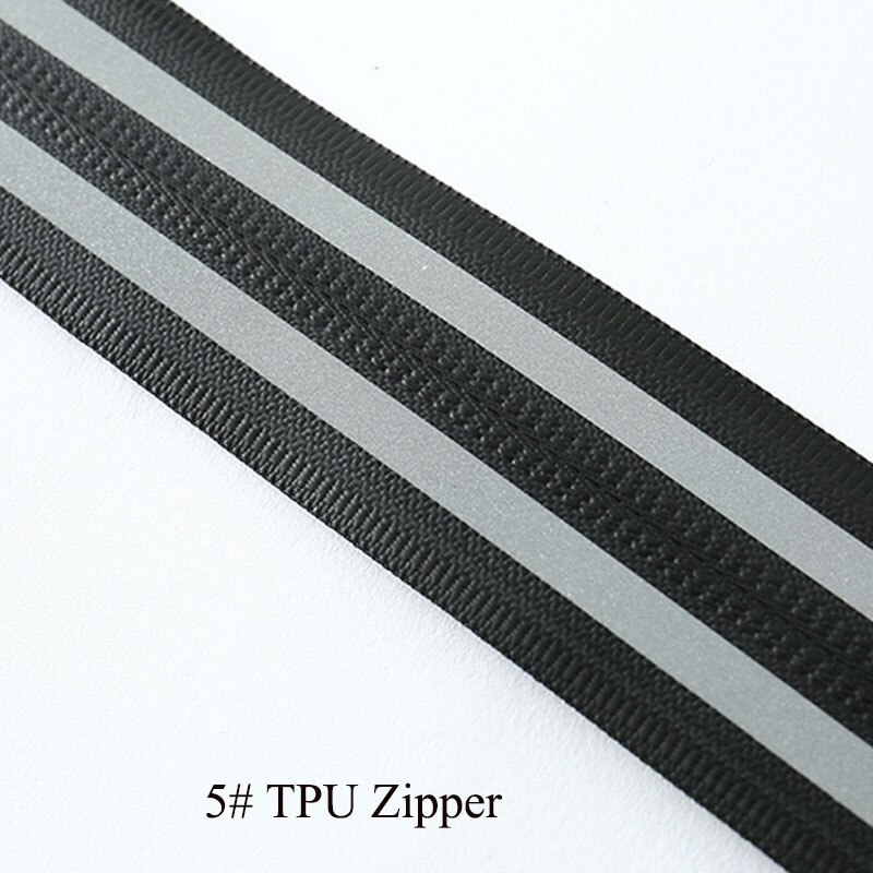 2M 5# Reflective Strip Waterproof Zipper Black White Nylon Zipper for Sewing Invisible Plasti Coil Zips Bags DIY Accessories: 2M-TPU