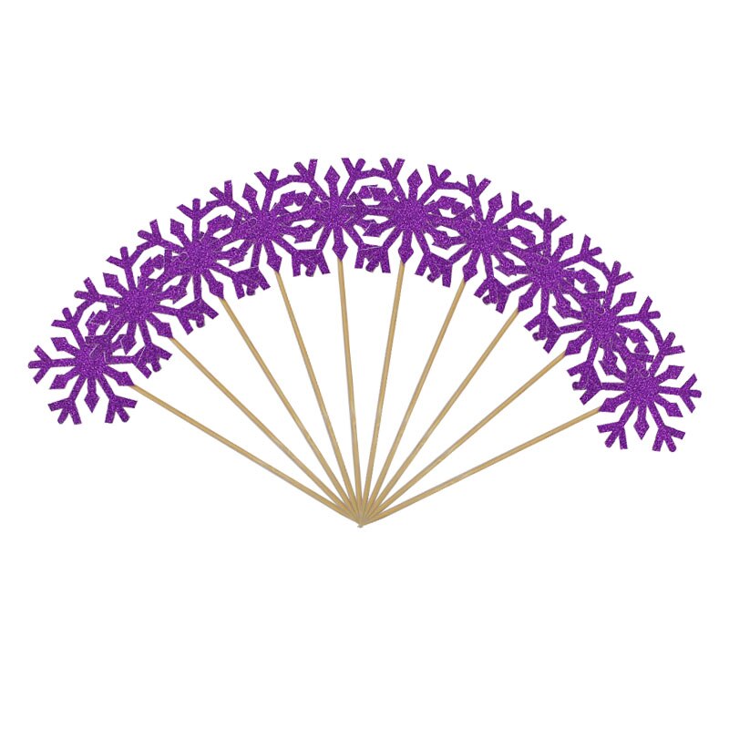50 stuks sneeuwvlok cupcake toppers taartvlaggetjes voor kerstversiering, bruiloft, verjaardag, babyshower benodigdheden: S10