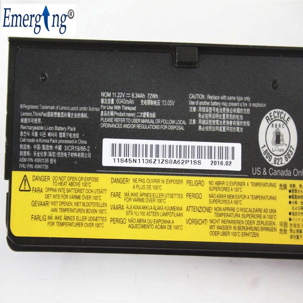 11.22V 72wh Original Battery for Lenovo ThinkPad T440S T440 X240 S440 S540 45N1125 68+