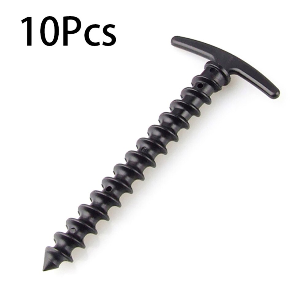10 pçs tenda estacas estacas de acampamento ao ar livre lona chão plástico espiral parafuso unhas ao ar livre prego toldo acampamento suprimentos para churrasco: Default Title
