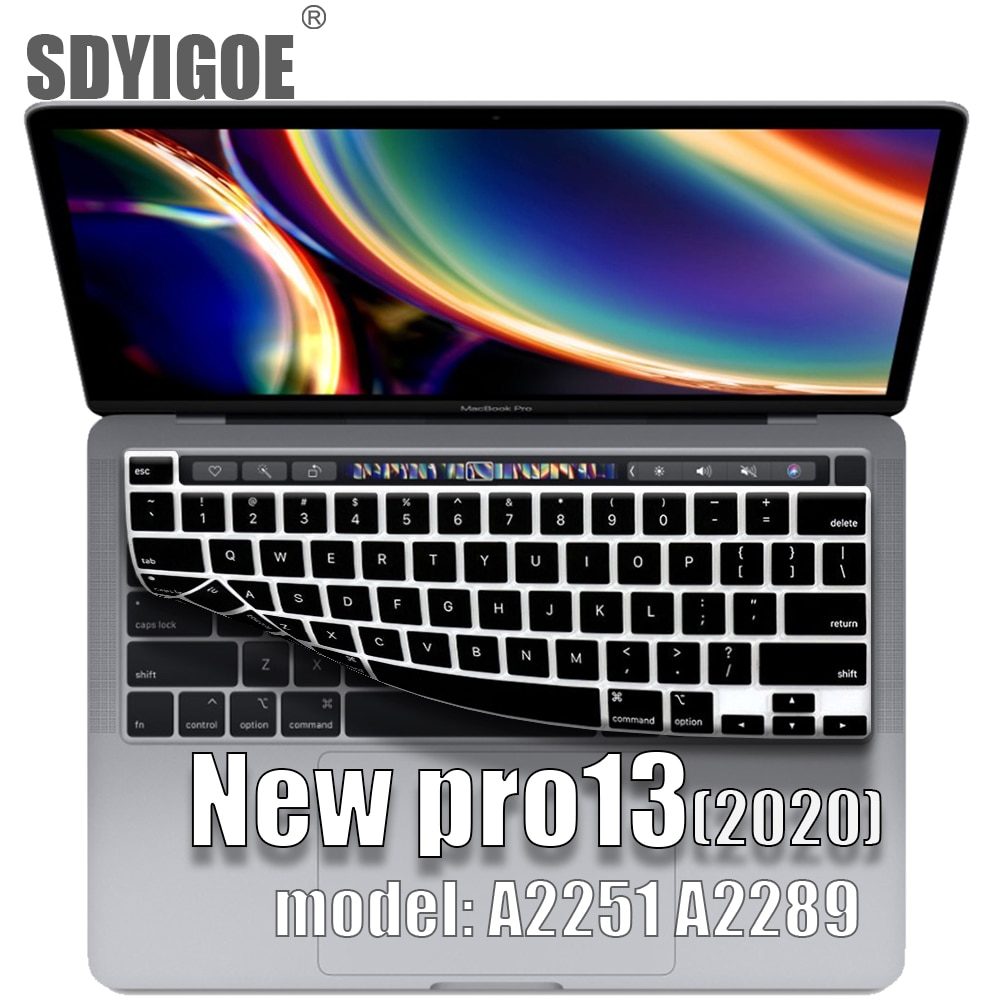 Dla macbook pro13 2020 pokrywa klawiatury Laptop folia ochronna 13 cali A2289 A2251 pokrywa klawiatury silikonowej rosyjski francuski hiszpański