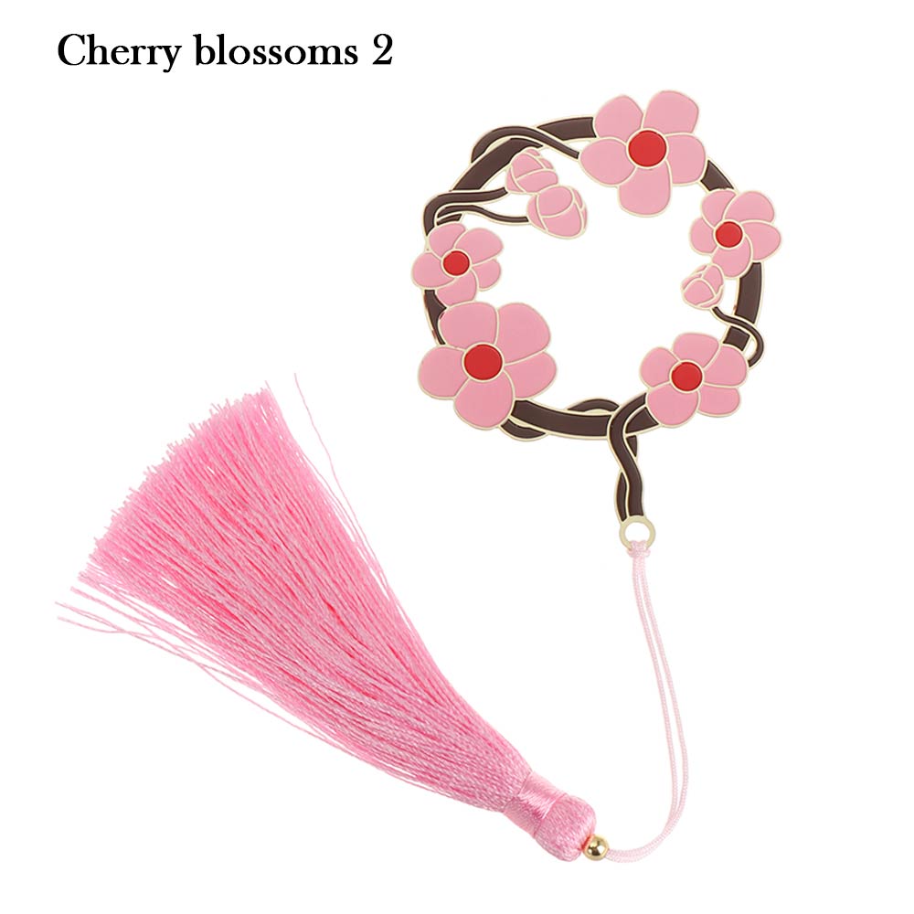 1PC Chinesischen Stil Gruppe Fan Form Metall Lesezeichen Höhlte Pflanze Blume Buch Clip Mit Quaste Anhänger Schule Büro versorgung: 16