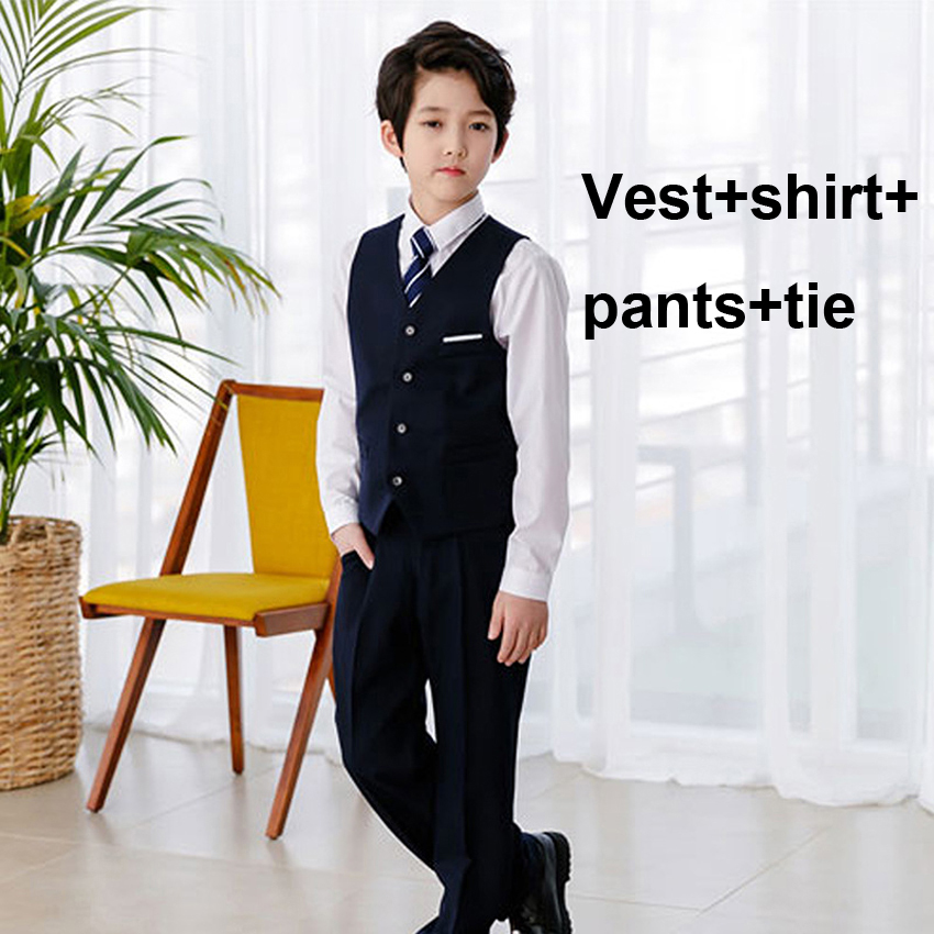 Uniforme scolaire britannique pour enfants 100-170cm, ensemble chemisier pour adolescentes, Costume de pom-pom girl de chorale: Boy set / 100cm height