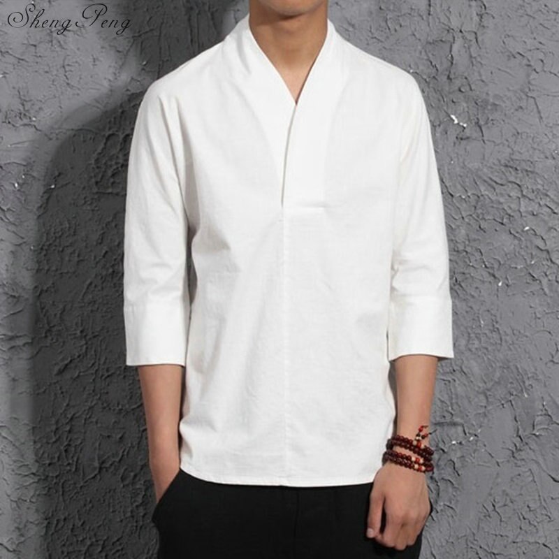 traditionellen chinesischen bluse hemd kleidung für männer oben orientalisch Mandarin kragen hemd leinen männlichen Kimono Outfit kleidung G197: 2 / M