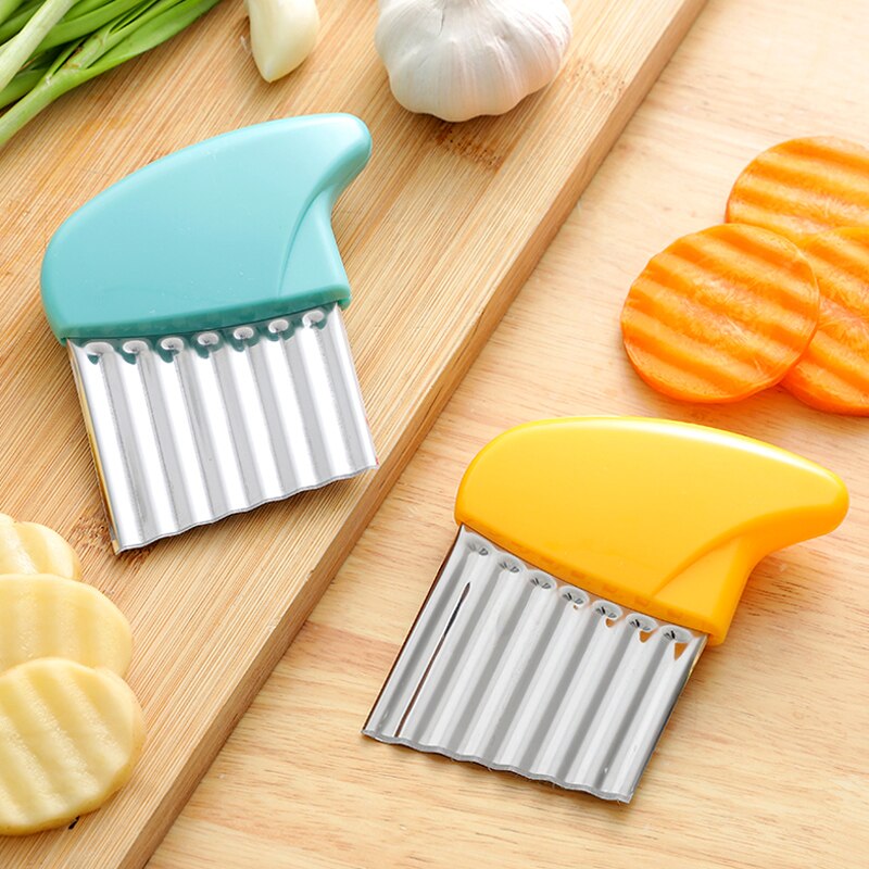 Aardappel Golvend Cutter Rvs Aardappel Slicer Franse Fry Cutter Mes Groente Cutter Shredder Snijden Gereedschap Keuken Gadgets