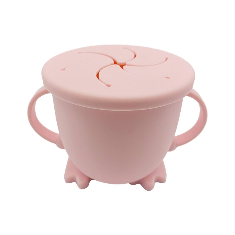 200ml baby spedbarn læringe fôringe matte bolle kopp oppbevaringsbeholder låve tallerken med håndtak silikon matbit retter: Rosa