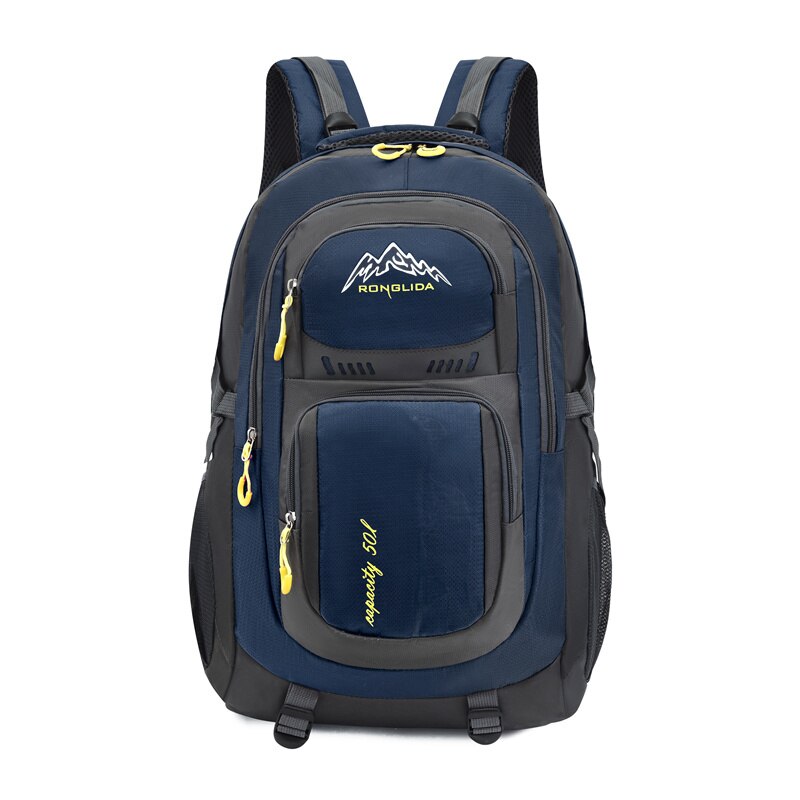 Ungdoms sport ryggsekk herre reise ryggsekk nylon vanntett utendørs tur fjellklatring bag student skolesekk svart: Mørke blå