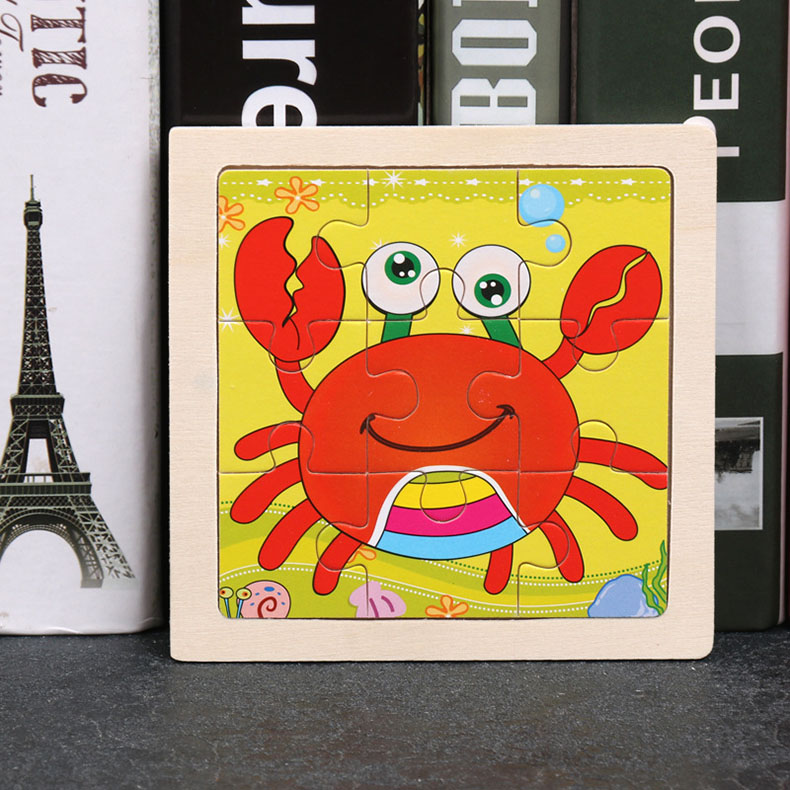 Giocattoli Per Bambini In Legno Colorato 3D di Puzzle Animale Di Puzzle Educational Developmental Bambini Giocattolo di Formazione Del Bambino Di Compleanno Regalo Di Natale D24: Crab