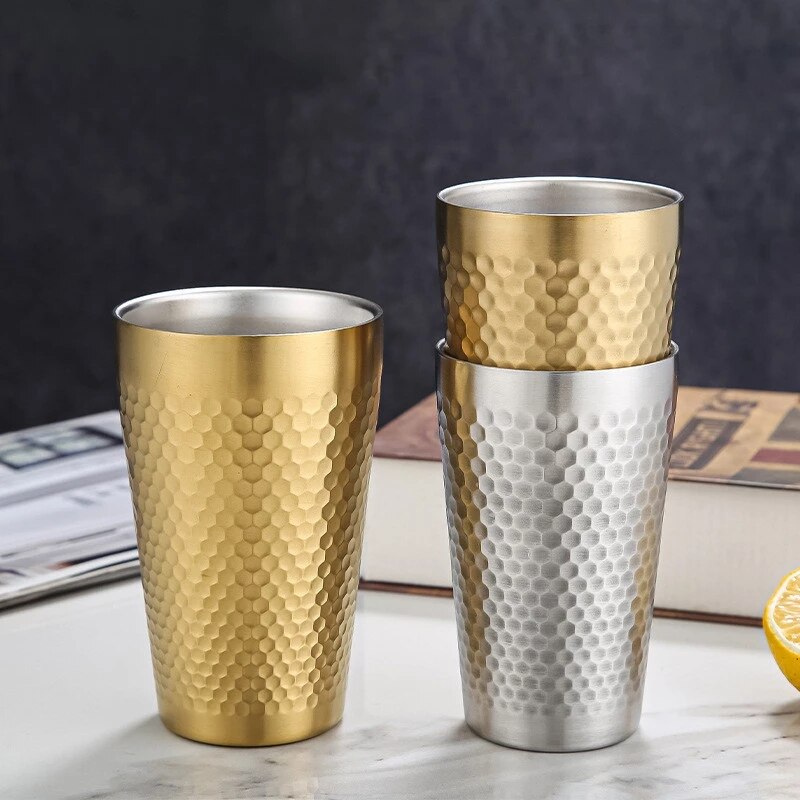 Insulation Anti-scalding Stainless Steel Cups Unbreakable Metal Drinking Beer Coffee Tea Cup Home Outdoor Activities BPA Free