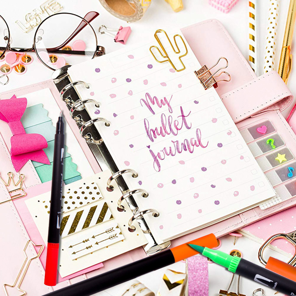 100 Colours Watercolour Brush Pen 2mm Brush Tip and 0.4mm For Fine Tip Dual Tip Art Markers for Adult Colouring Drawing Painting