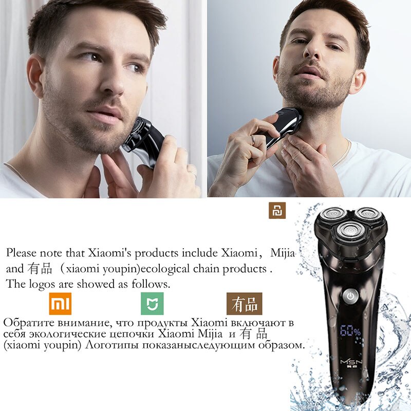 Xiaomi elektrisch scheerapparaat voor mannen, elektrisch scheerapparaat, waterdicht, droog, nat, baardtrimmer, lcd-scherm, scheerapparaat, oplaadbaar, usb, afwasbaar
