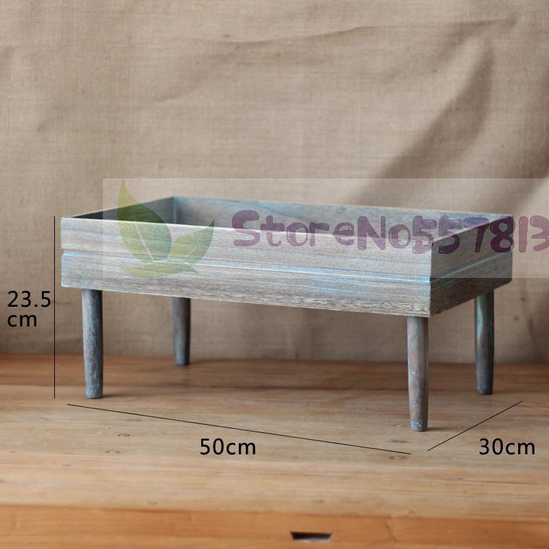 Rétro étagères étagères à fleurs jardin balcon décorations rangement boîte en bois accessoires d'affichage: 50x30x23 5CM 3