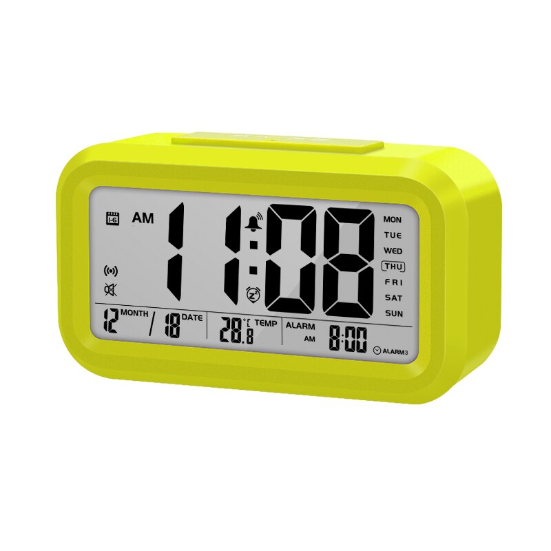 Réveil numérique avec thermomètre et rétro-éclairage, horloge parlant, temps et température: GREEN