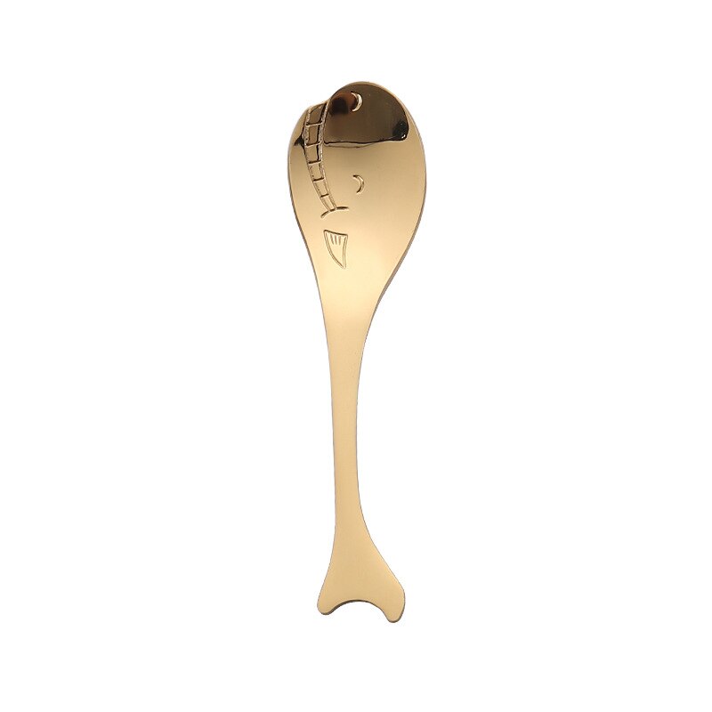 1Pcs 304 Stainless Steel Nice Dinner Spoon Rose Gold/Gold/Silver Fish Coffee Dessert Spoons Tableware: Whale gold